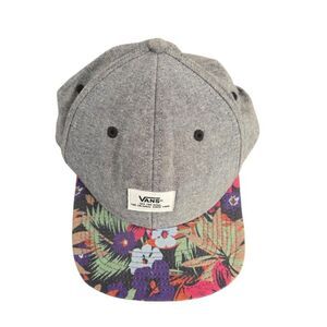 VANS Floral Hat Snap Back Cap Grey One Size Vintage Unisex Streetwear